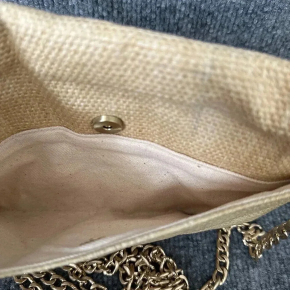 Abbie & Emmie Straw Crossbody Womens Small Gingham Gold Chain Summer Purse - Picture 7 of 12